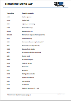 Transakcie Menu SAP