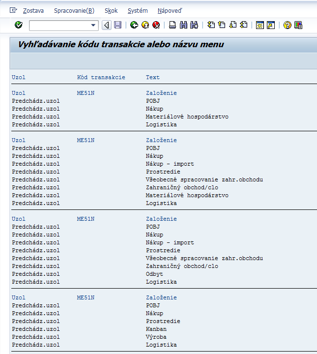 sap menu search