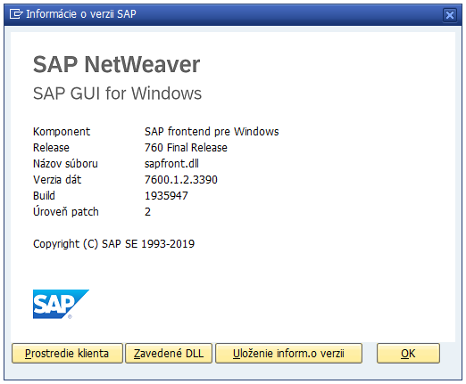 sap gui verzia