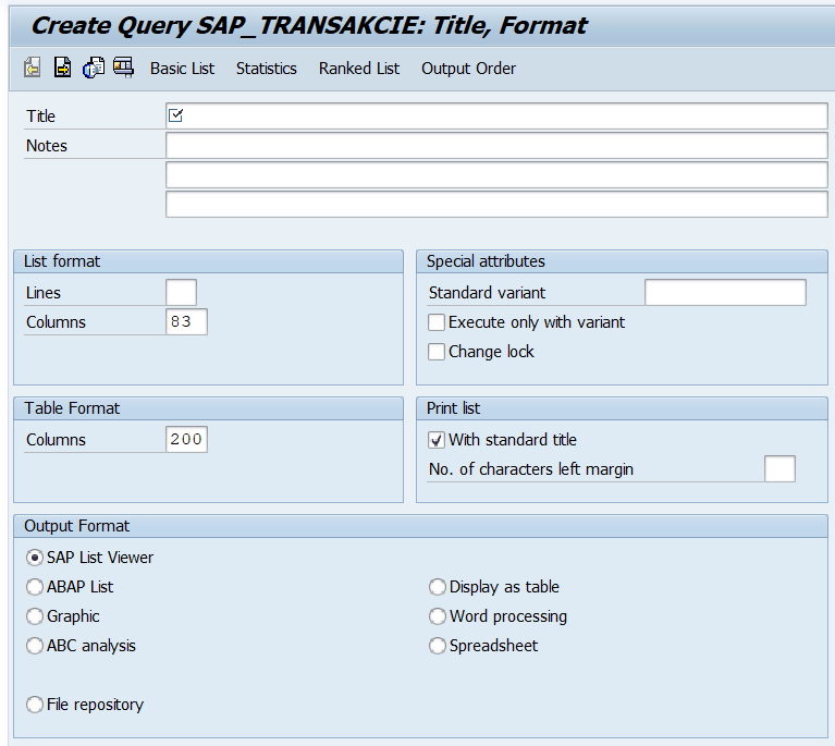 sap query format